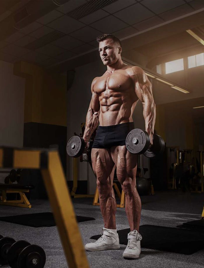 Personal trainer assisting client with weightlifting form